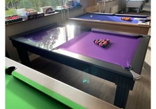 New Florence Diner Satin Black Glass Top Slate Pool Dining Table | 6ft or 7ft 