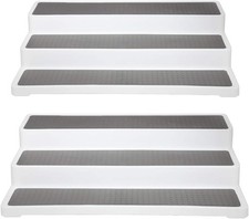 2 Pcs Spice Racks Organiser 3-Tier Kitchen Shelf Non-Slip Seasoning Shelf White