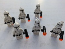 Lego - Star Wars - 6 X Clone Trooper Mini Figures (Black Heads) Rare From 2002