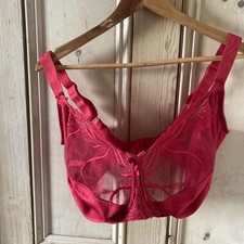 Fantasie Bra Red Full Cup Balconette Underwired 36J Non Padded 3 Hooks