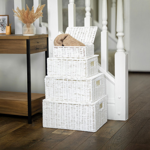 Wicker storage boxes white - storage,