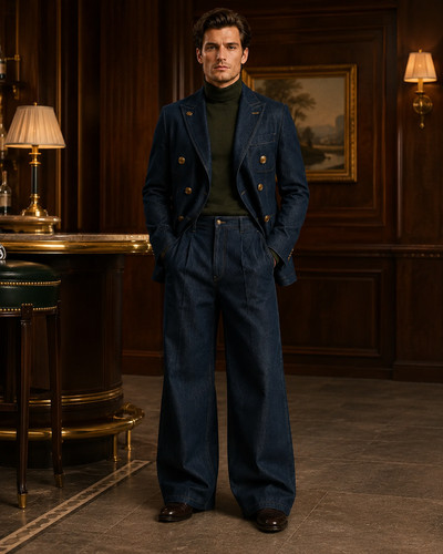Mens dark blue - blue, denim