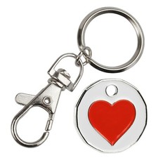 1 x Superior Quality Red Love Heart £1 Trolley Token Keyring Supermarket Locker