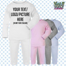 Custom Personalised Baby Pyjamas PJs Sleep NightWear Gift-Your text/logo-4styles