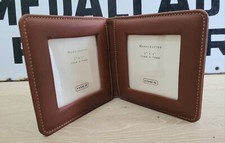 New Coach Genuine leather hancrafted double photo frame 3" x 3"