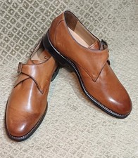 Jones the Bootmaker Tan Monk Strap Shoes Goodyear Welted Sole Bench Made U.K 8 F