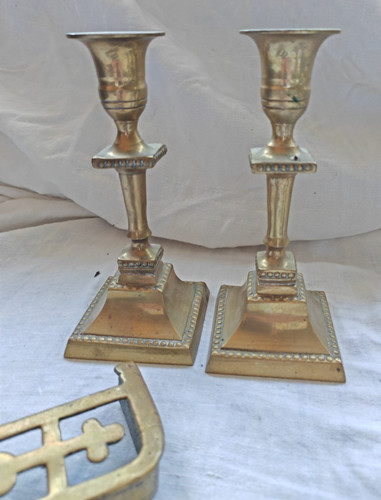 Vintage brass candlestick - vintage,