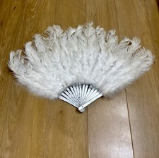 White ostrich feather fan large burlesque cabaret