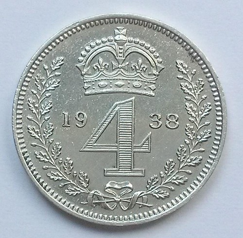 1938 silver maundy fourpence - silver,
