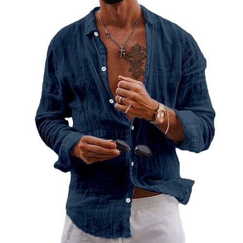 Men cotton linen shirt - linen,