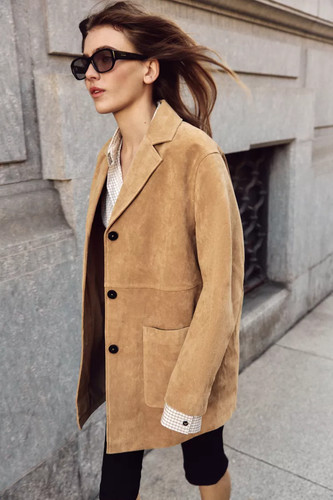 Zara leather jacket 100 suede - 100%,