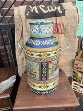 LOVELY ORNATELY HAND PAINTED RECLAIMED VINTAGE INDIAN MILK CHURN 46cm HIGH