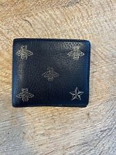 Gucci Black Leather Bee Star Bi-Fold Wallet