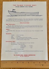 Palmer Fishing Dory w/ Baby Huskie Engine Boat Dealer Sales Brochure Specs 50's