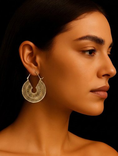 Brass filigree hoop earrings - hoop,