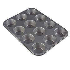 Muffin Tray 12 Cupcake Tin Non Stick Carbon Steel Baking Pan Yorkshire Pudding