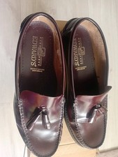 Edward's Burgundy Men's Tassle Leather Loafers Slip On Shoes Size 11