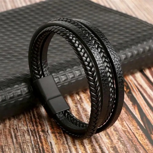 Stylish men leather bracelet - stylish, men's