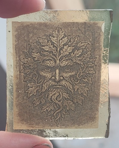 Stained glass green man - man, piece