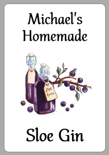 Homemade sloe gin - gin, bottle