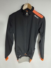 Santini Cycling Jacket Vega Xtreme Polartec | Men's | Black/Orange | Medium |