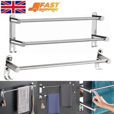 Stainless Steel Towel Rail Holder Single Double Wall Mounted Bathroom Rack Shelf