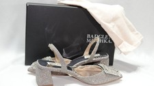 Badgley Mischka Women's Emmie Slingback Evening Pump - Silver Antique Leather