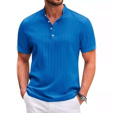 Mens Solid Button Henley T