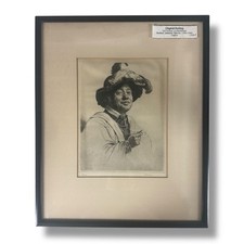 Herbert Johnson Harvey Antique Etching 32/50 Self Portrait a la Rembrandt c.1920