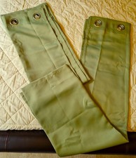 Pair of sage green thermal insulated eyelet blackout curtains 52 x 54 inch drop