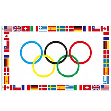 Large Olympic Flag 5Ftx3Ft,Oly
