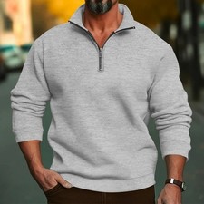 Mens Half Zip Fleece Jacket Warm Winter Pullover Jumper Tops Sweater Sweatshirt