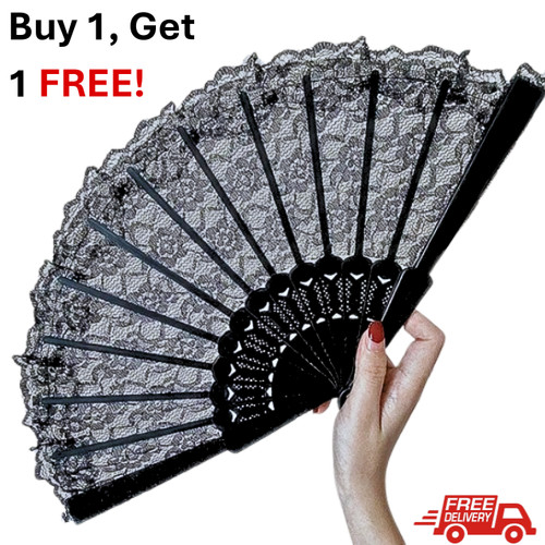 Lace folding fan hand held - lace,