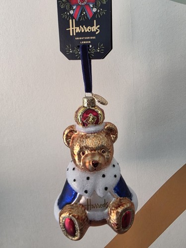 Harrods glass bear blue - a,