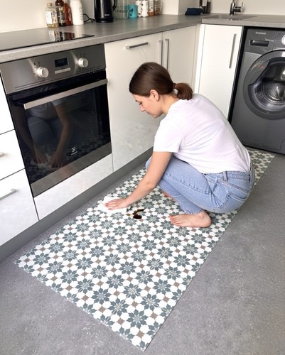 Moroccan vinyl kitchen runner - moroccan,