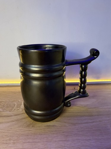 Black stoneware tankard - black,