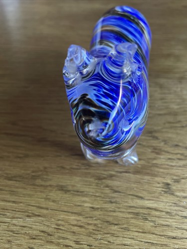 Blue multiglass pig ornament - pig,