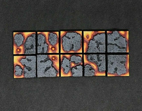 25mm square resin bases lava - resin,