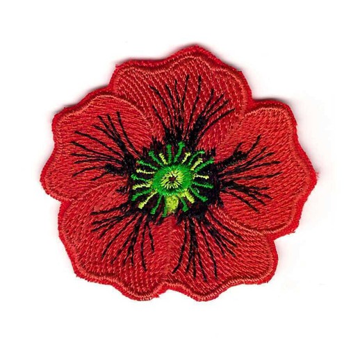Red poppy patch emblem - -,