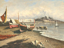 Simonin - 20th Century French School Oil, Boats In The Bay