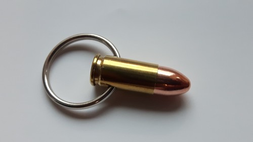 9mm brass bullet metal - brass, keyring