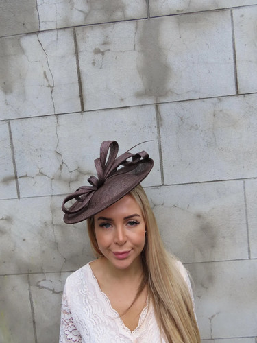 Large dark brown sinamay hat - dark,