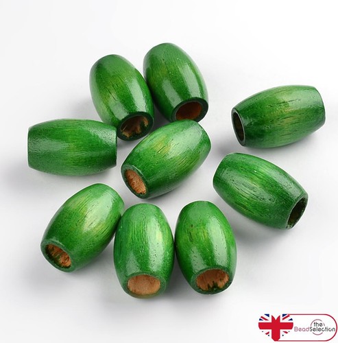Large oval wooden beads - 15,