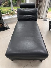 Stressless E200 Long Seat /Chaise With Headrest In Grey Leather.