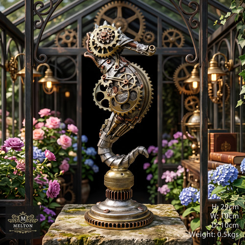Steampunk seahorse ornament - steampunk,