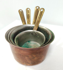 Scarce Vintage Copper Measuring Cups in Saucepan Style Set x4 Tagus Portugal -AF