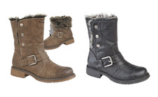 Cipriata Womens Pull On Fur Lined Winter Warm Snow Ladies Ankle Boot Size 3-9