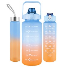 3PCS Sports Water Bottle Time