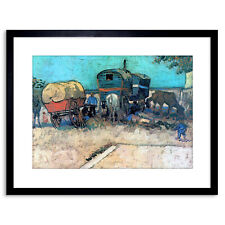 Painting Van Gogh Gypsy Camp Horse Carriage Framed Picture Art Print 9x7 Inch