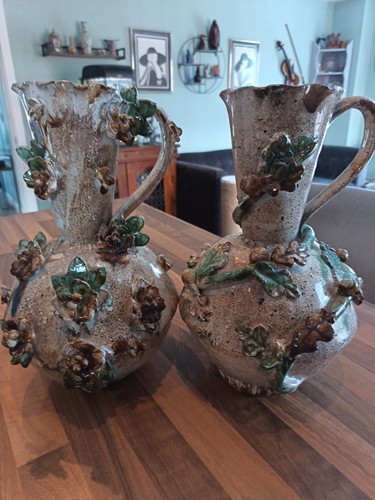 Pair rare majolica - a, of